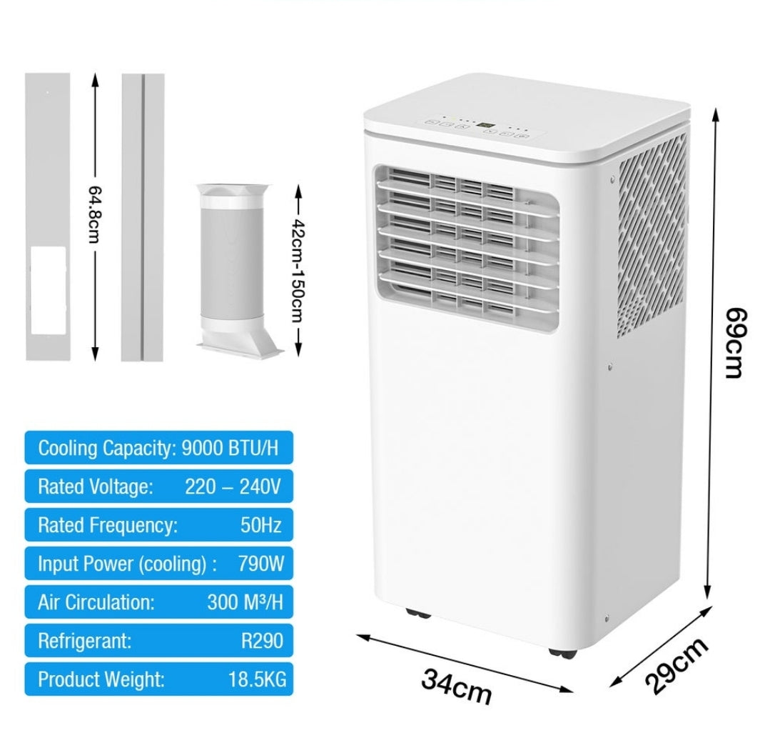 9000BTU Portable Air Conditioning Unit Window Kit 2000W 3in1 Operation