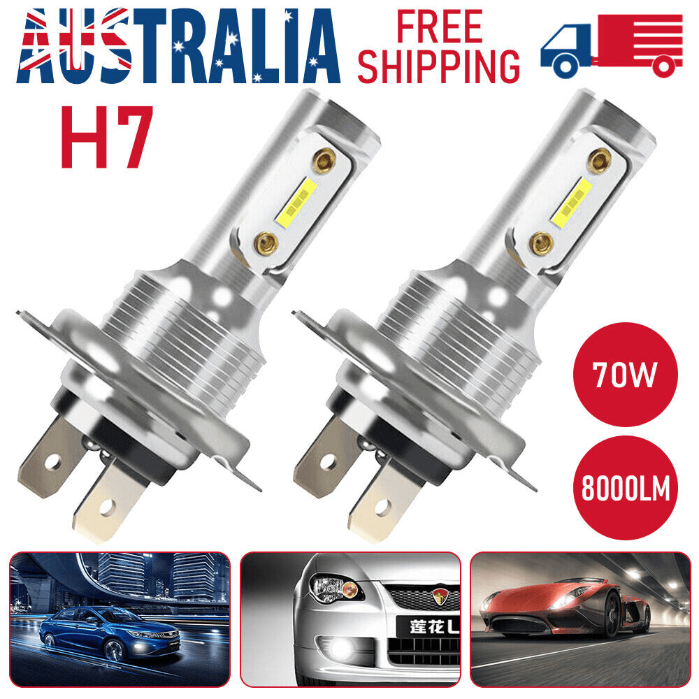 H7 LED Bulb Globes for Cars Australia Headlight Kit 6500K Car Xenon 70W 8000LM