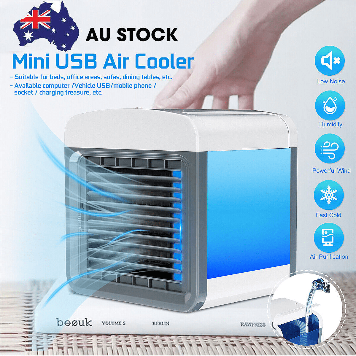 Small Portable Air Cooler Unit 12V Great for Camping, Caravans, Cars