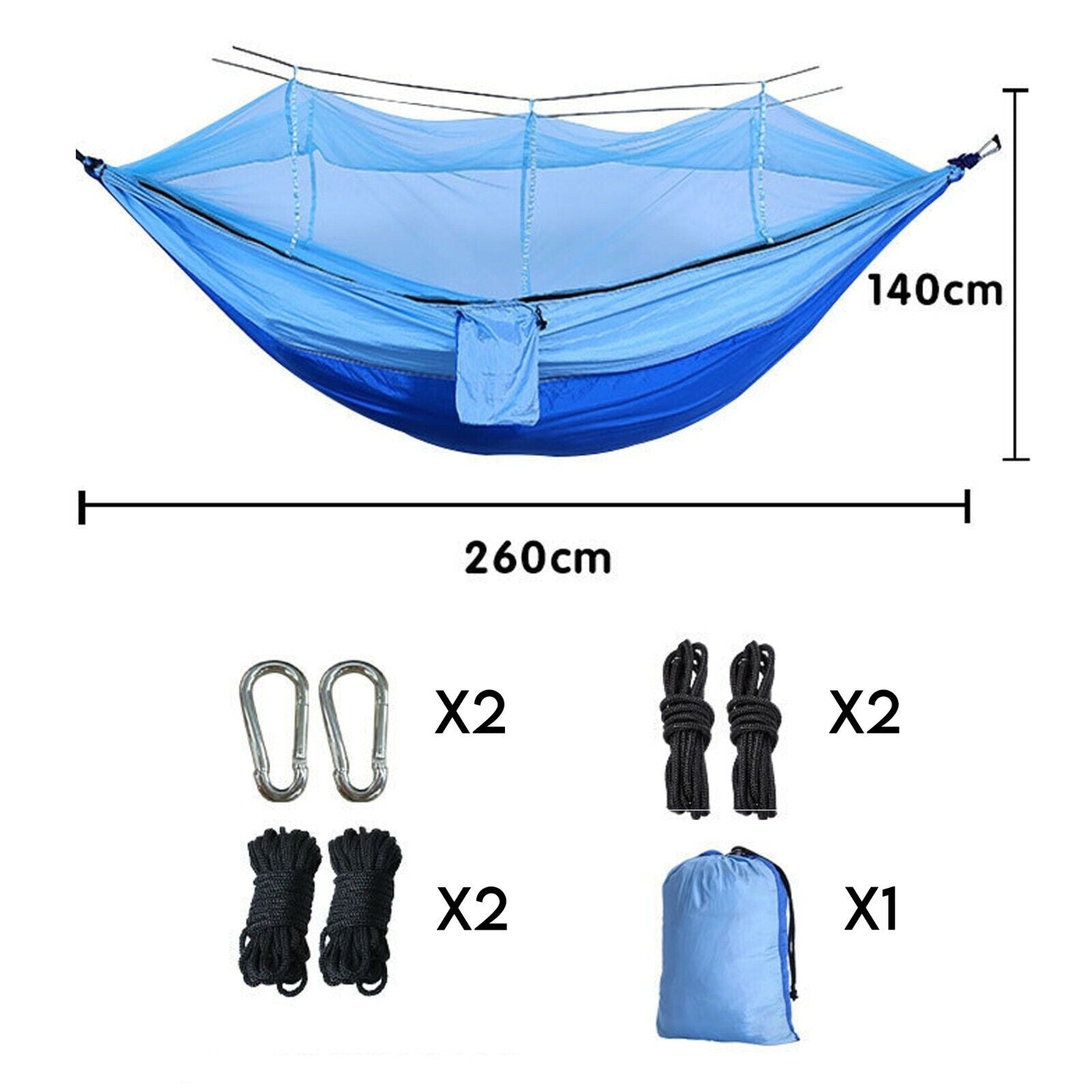 Double Hammock Outdoor with Mosquito Net Hanging Sleeping Bed Camping Hiking
