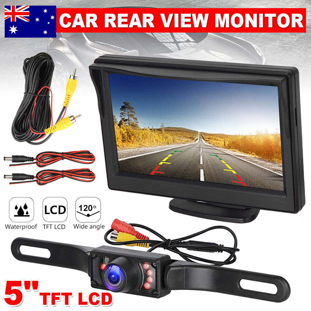 5'' TFT-LCD Screen Monitor Reverse Camera Reversing Car Rear View Kit Waterproof