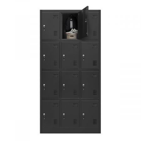 12-Door Big Capacity Safe Steel Locker Storage Cabinet W/Lable Slot For Home School Lab Gym Garage