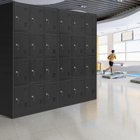 12-Door Big Capacity Safe Steel Locker Storage Cabinet W/Lable Slot For Home School Lab Gym Garage
