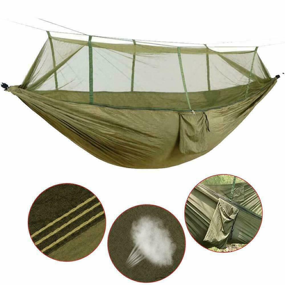 Double Person Hanging Hammock Bed With Mosquito Net Swing Camping Outdoor Travel