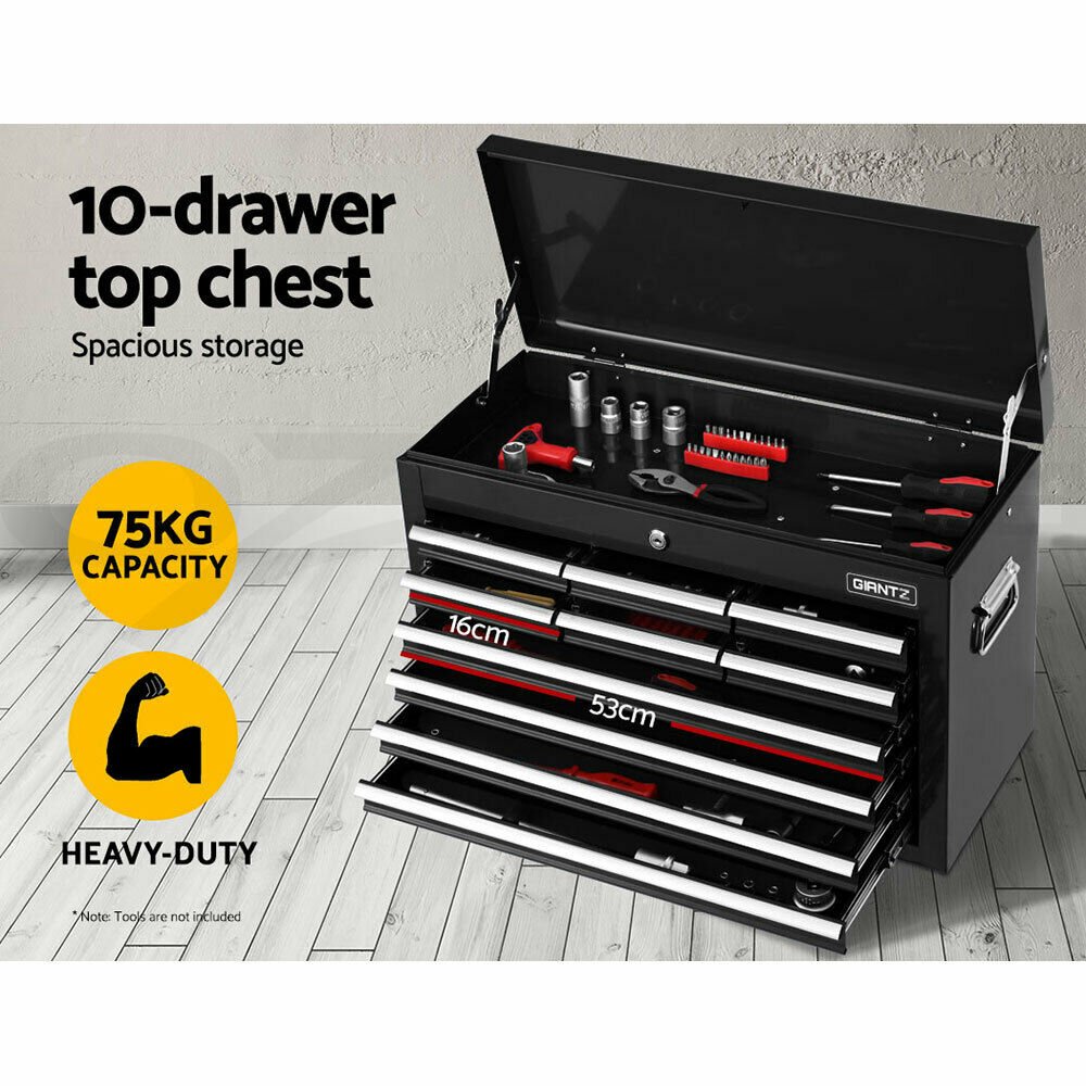 17 Drawer Tool Box Chest Cabinet Trolley Toolbox Garage Storage Box Black