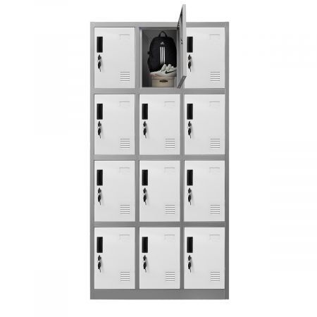 185Cm 12 Doors Gym Office Lab Security Metal Locker Storage Cupbord W/ Heavy Duty Steel