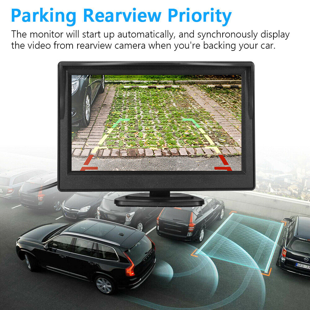 5'' TFT-LCD Screen Monitor Reverse Camera Reversing Car Rear View Kit Waterproof