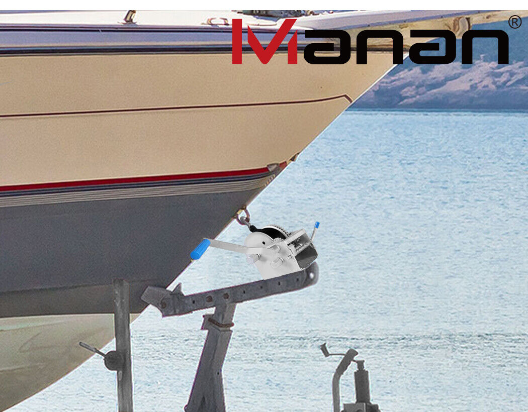 Manan Boat Trailer Hand Winch 4WD 3000kg/6615lb Manual Car Webbing Strap 3 Speed