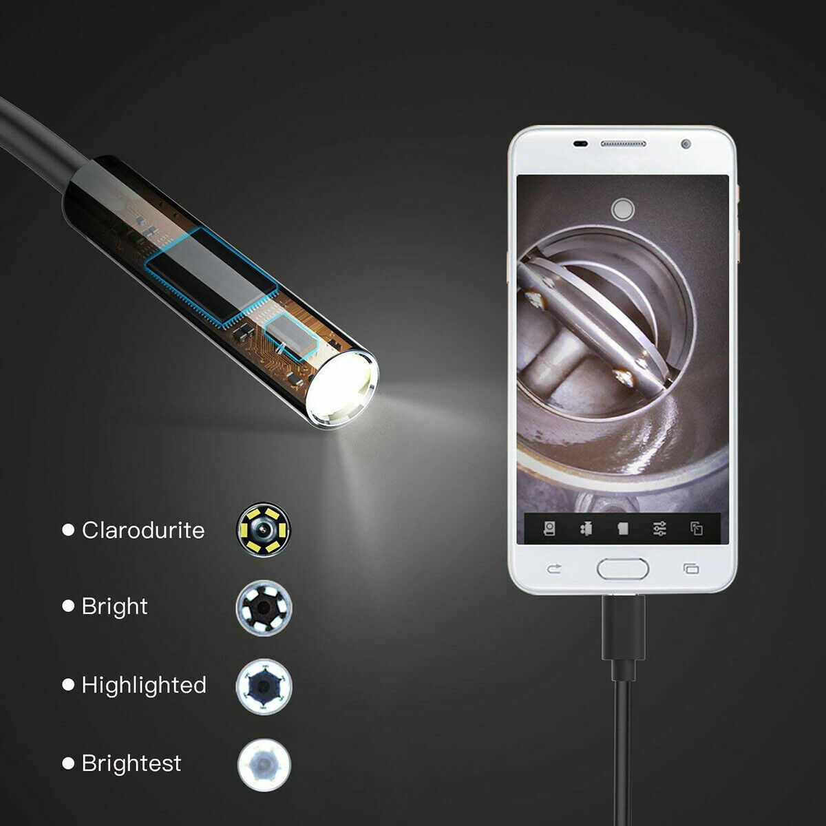 Megapixels HD USB C Endoscope Type C Borescope Inspection Camera for Android