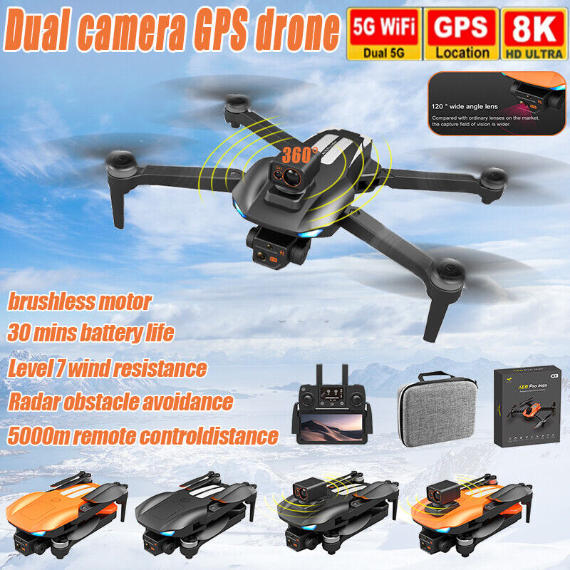 WiFi Drone 8K ESC Dual Camera Obstacle Avoidance 5G GPS FPV Follow Me Quadcopter