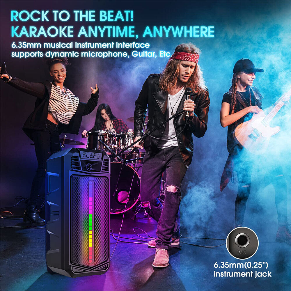 Solar Portable FM Bluetooth Speaker Subwoofer Heavy Bass Sound System Party TWS