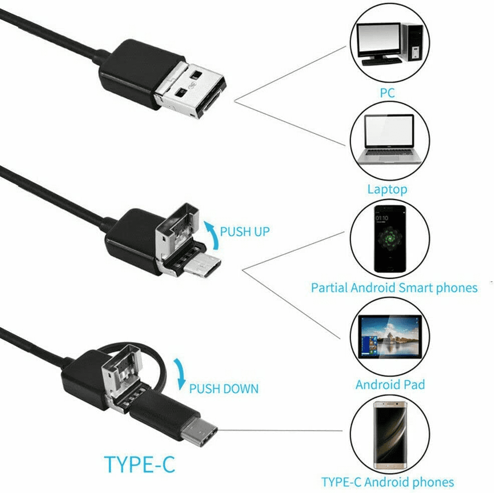 USB Endoscope Waterproof HD Compatible with All Devices
