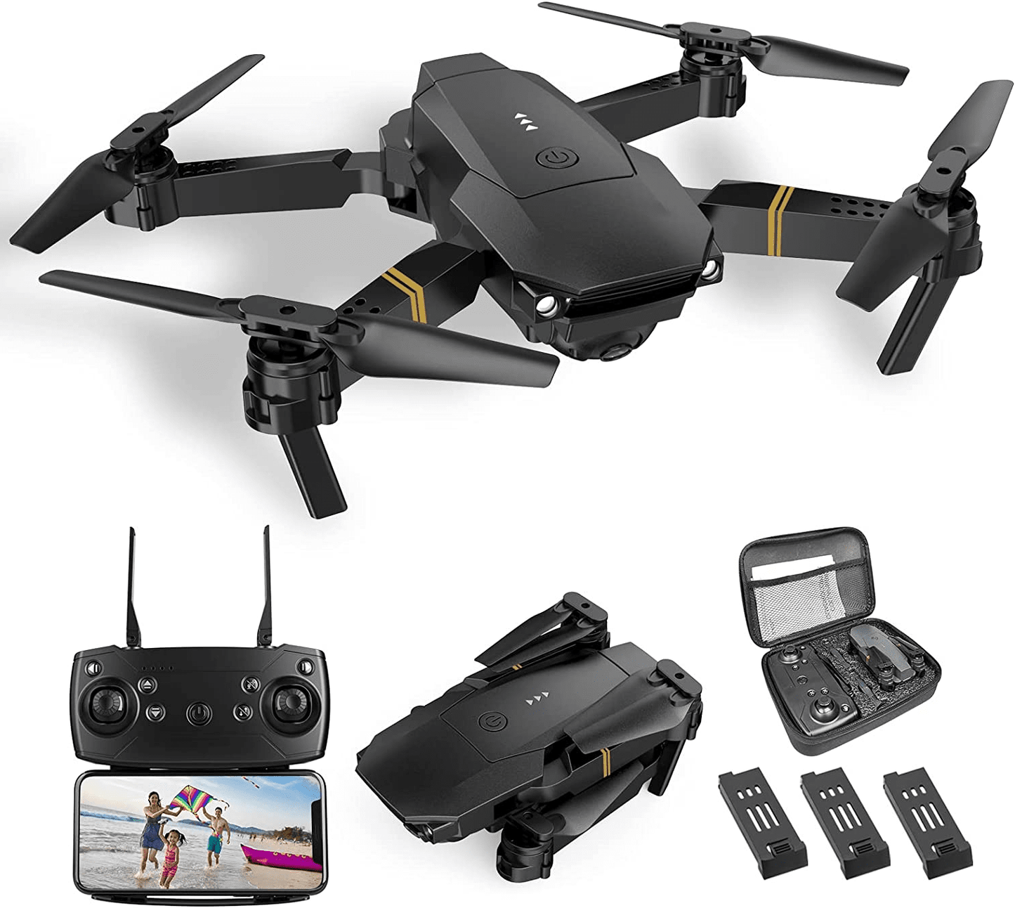 5G Drone with Built In Camera 4K UHD w/ 3X Batteries Pro Kit