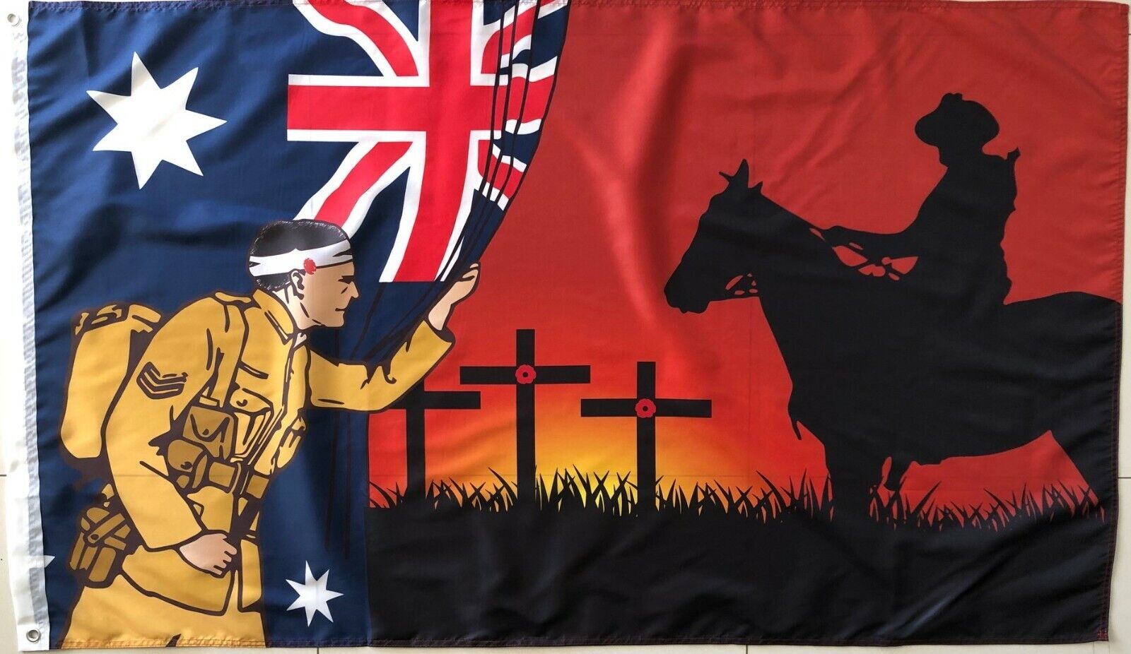 Lest We Forget Flag Australian War Horse Flag ANZAC Day Remembrance Flag