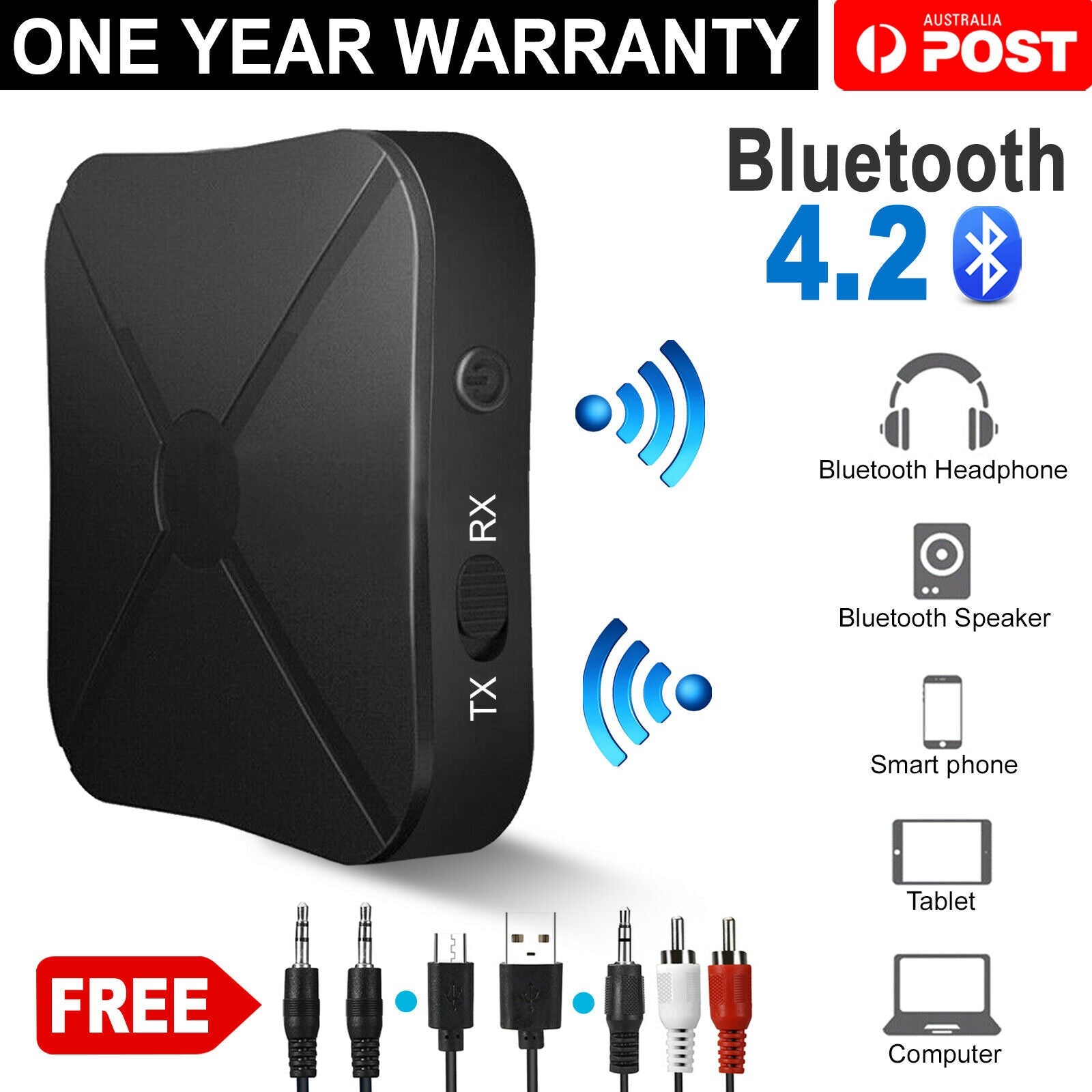 Audio Music Transmitter / Receiver - Wireless Bluetooth with Adapter HD