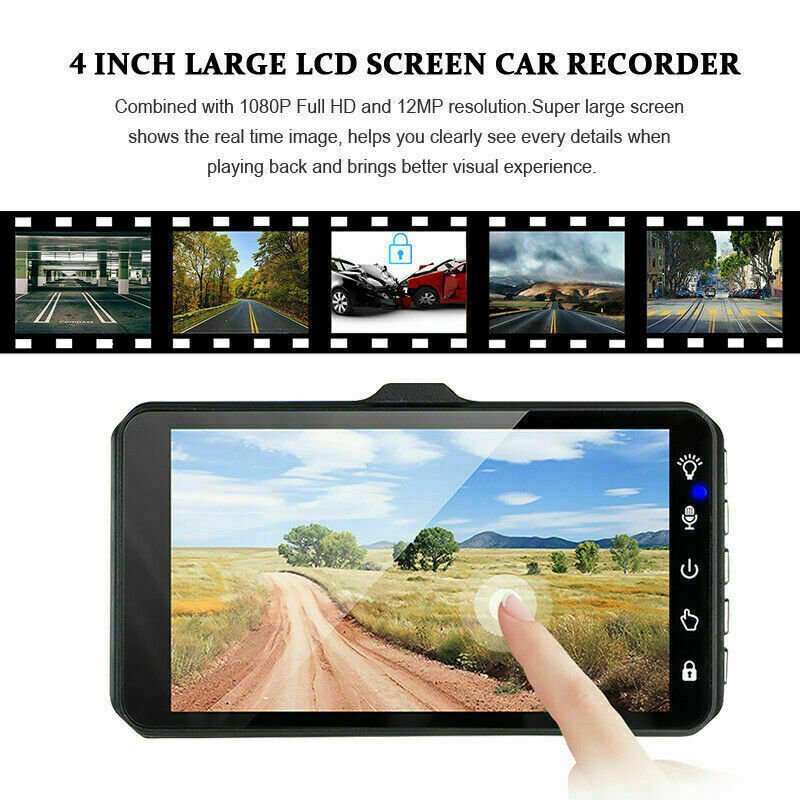 Car Dash Cam with Touchscreen & Rear Camera Distance Sensors Full HD