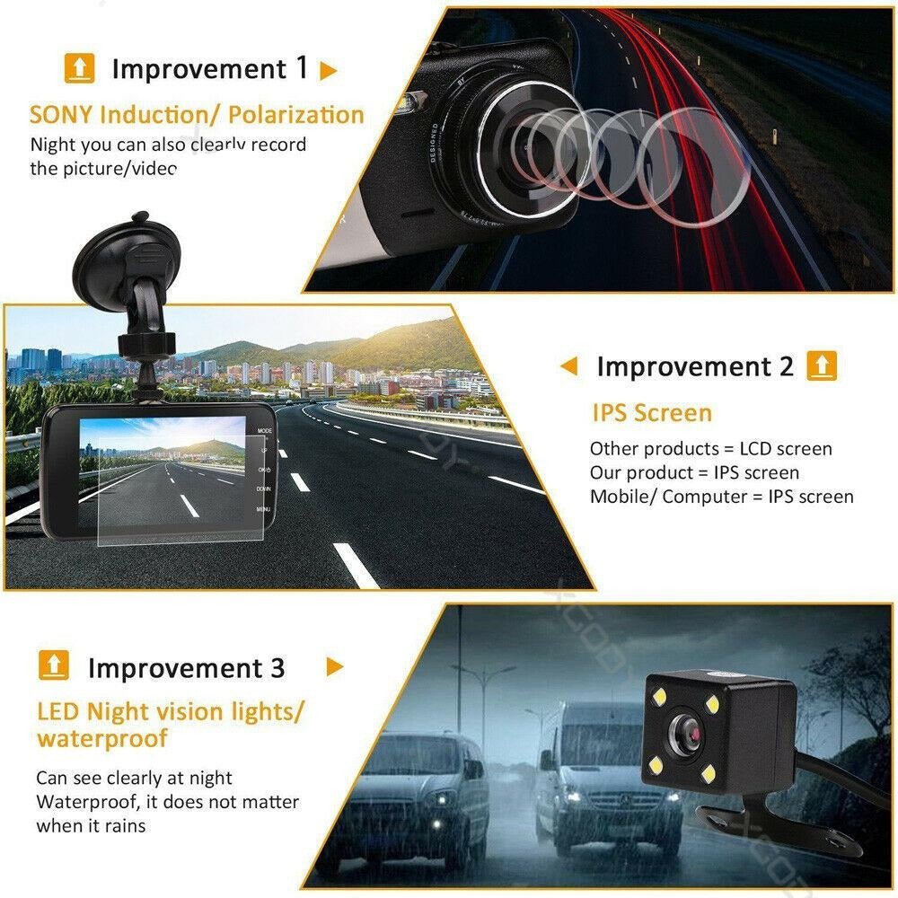 Dual Dash Cam Recorder HD Front and Rear