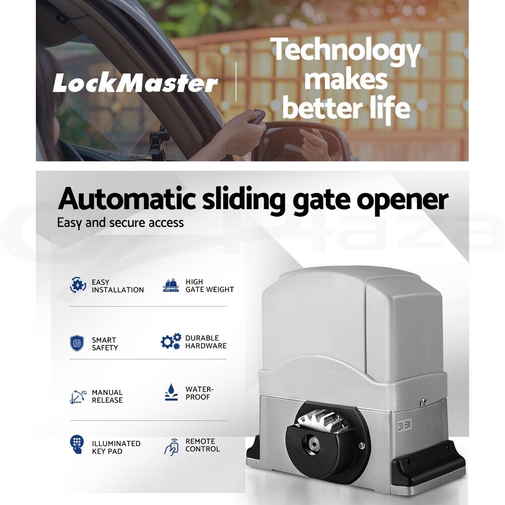 Electric Sliding Gate Opener 1200KG Auto Keypad Hardware Remote 6M