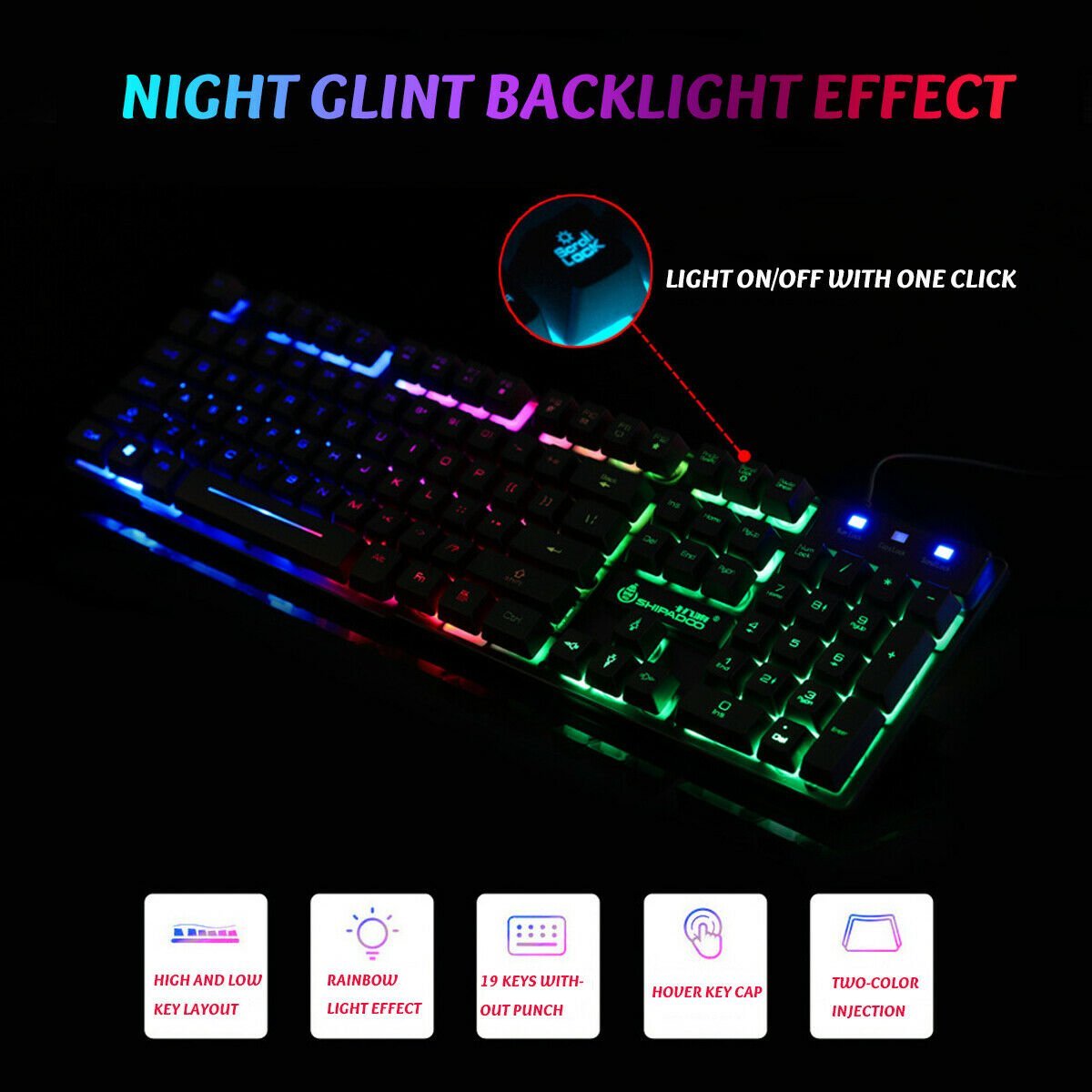 Gaming Keyboard with Mouse Set for PC Laptop Rainbow Backlight Usb Ergonomic