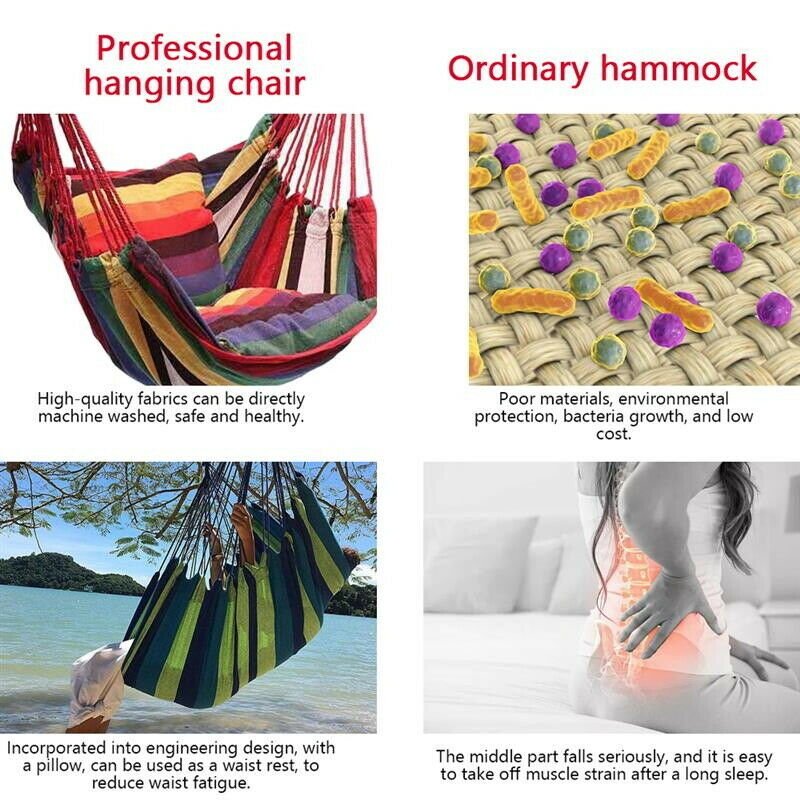 Hanging Swing Hammock Red Rainbow - up to 120KG