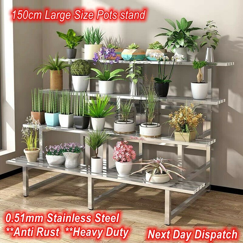 Heavy Duty Sturdy Stainless Steel Pots Stand 4-Tier Commercial Grade Outdoor Use