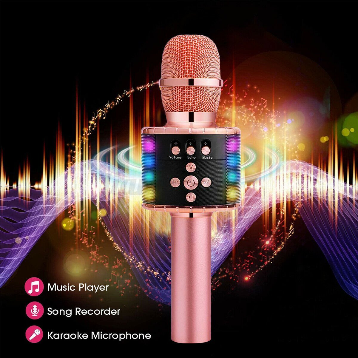 Karaoke Microphone with Speaker - Wireless Bluetooth Music Player Mic