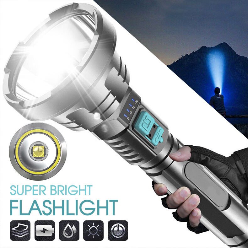 LED Light Super Bright USB Rechargeable Tactical Flashlight Torch 90000LM