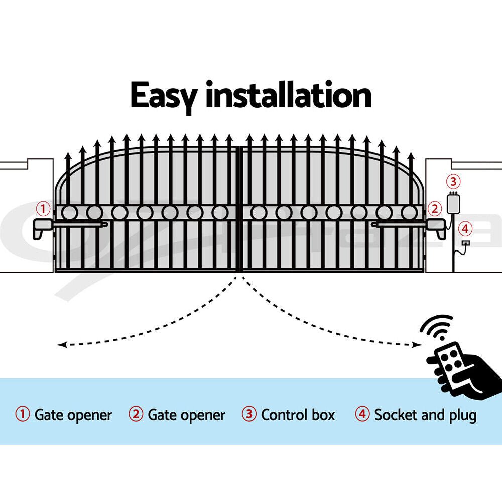 LockMaster Automatic Electric Gate Opener Double Swing Remote Control Kit 1000KG