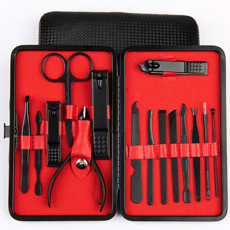 Complete Nail Care Kit: 18-Piece Stainless Steel Manicure Pedicure Set with Nail Clippers, Cuticle Grooming Tools, and Travel Case