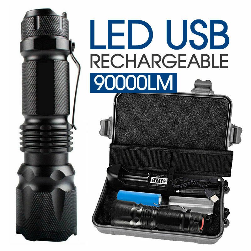 Super Bright USB Rechargeable Flashlight LED Tactical light Torch