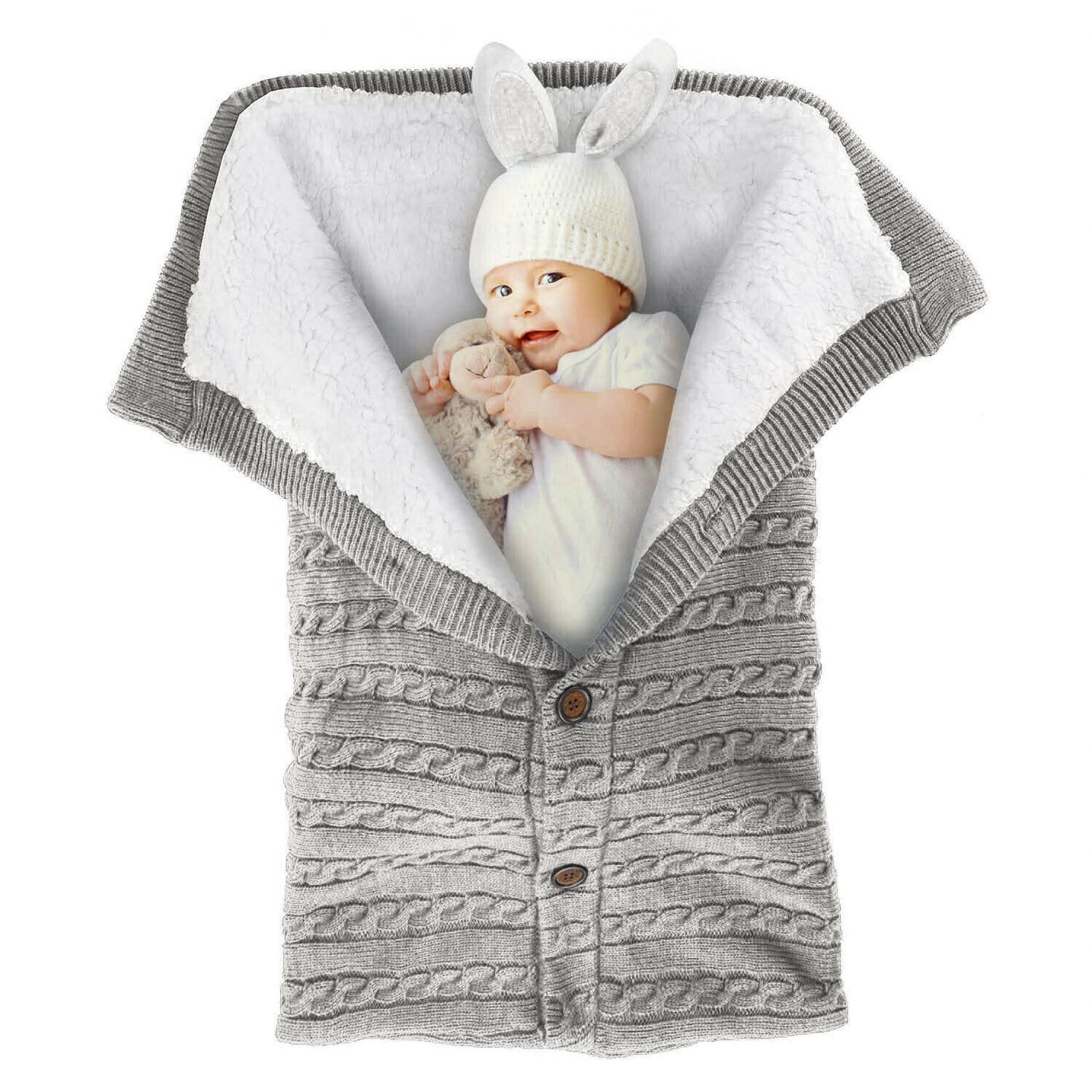 Snuggle Up Your Little One with our Cozy Knit Winter Sleeping Bag - The Perfect Blanket for Newborn Babies on-the-go