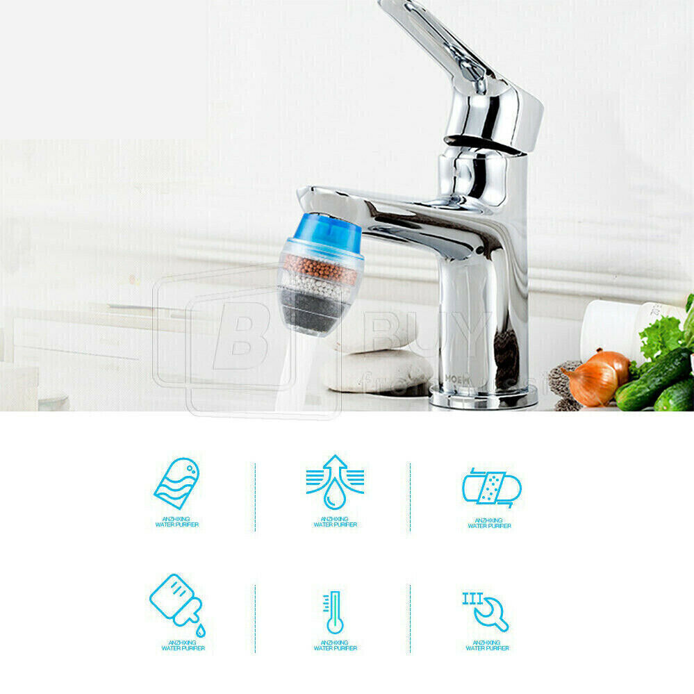 Pure Refreshment: 5x Carbon Coconut Water Purifier Filters for Home Kitchen Faucets
