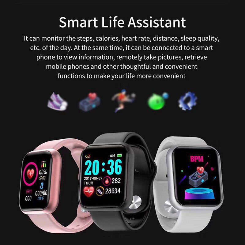 Waterproof Sport Smart Watch Fitness Tracker with HR & Step Counter