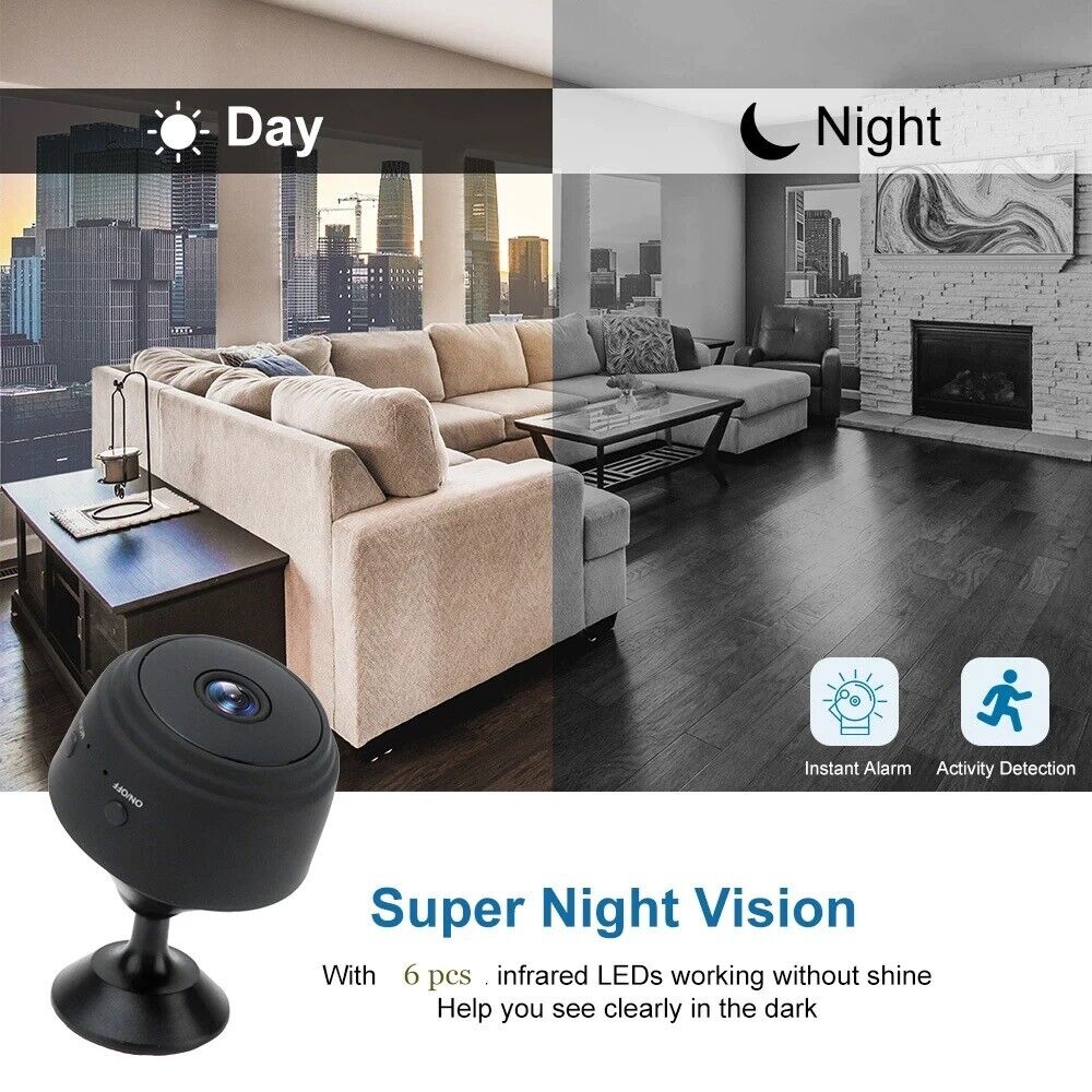 Mini Security Camera with Night Vision & Microphone