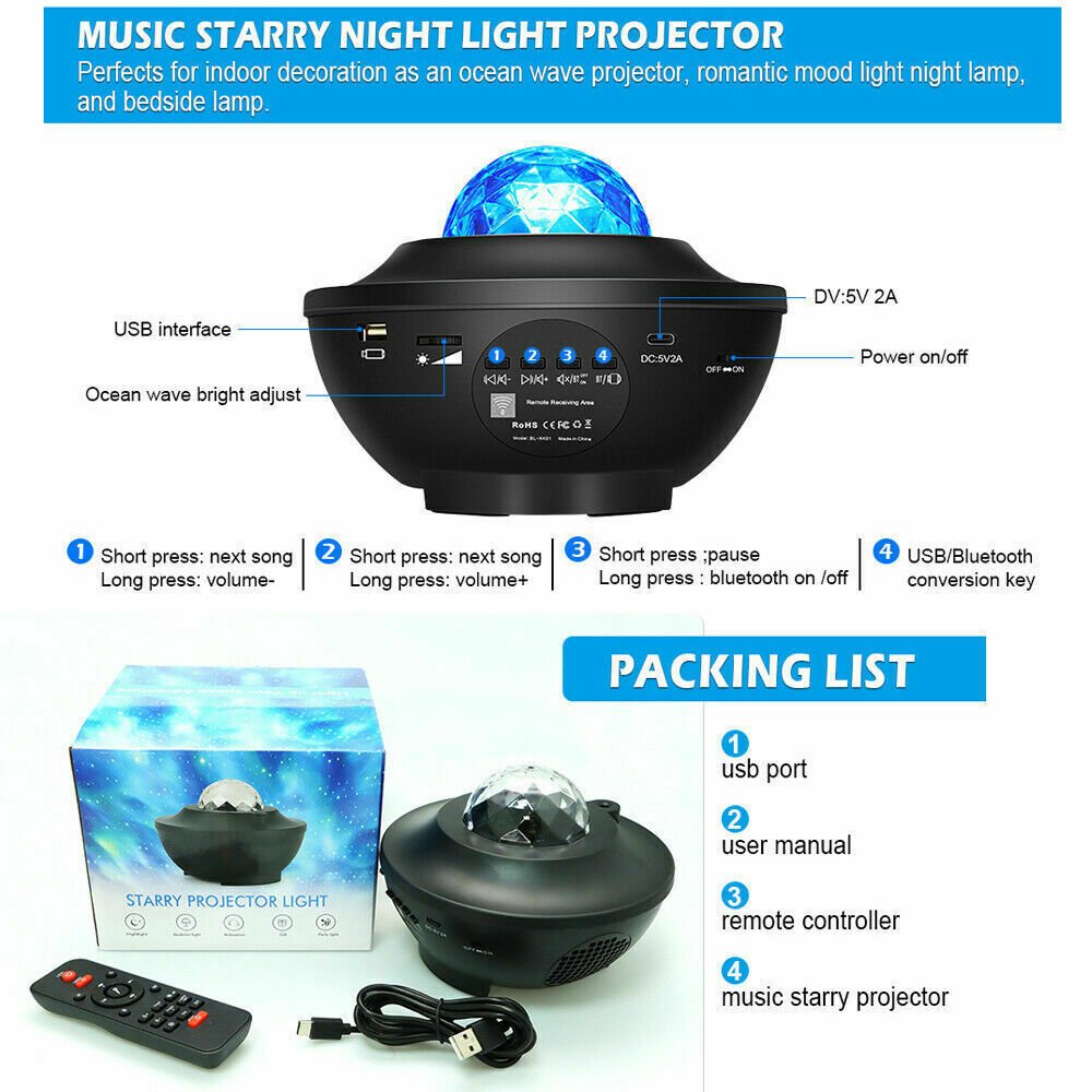 LED Galaxy Starry Night Light Projector