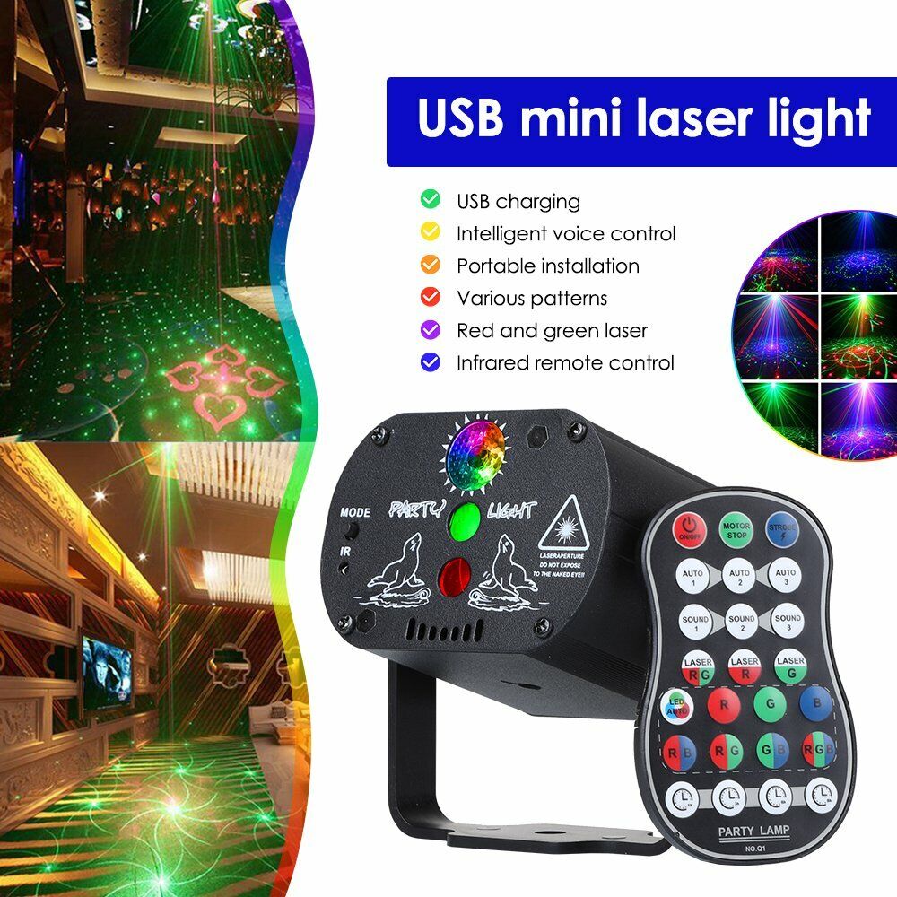 RGB Laser Projector LED Stage Lighting Disco Party Club DJ Lights 60 Patterns