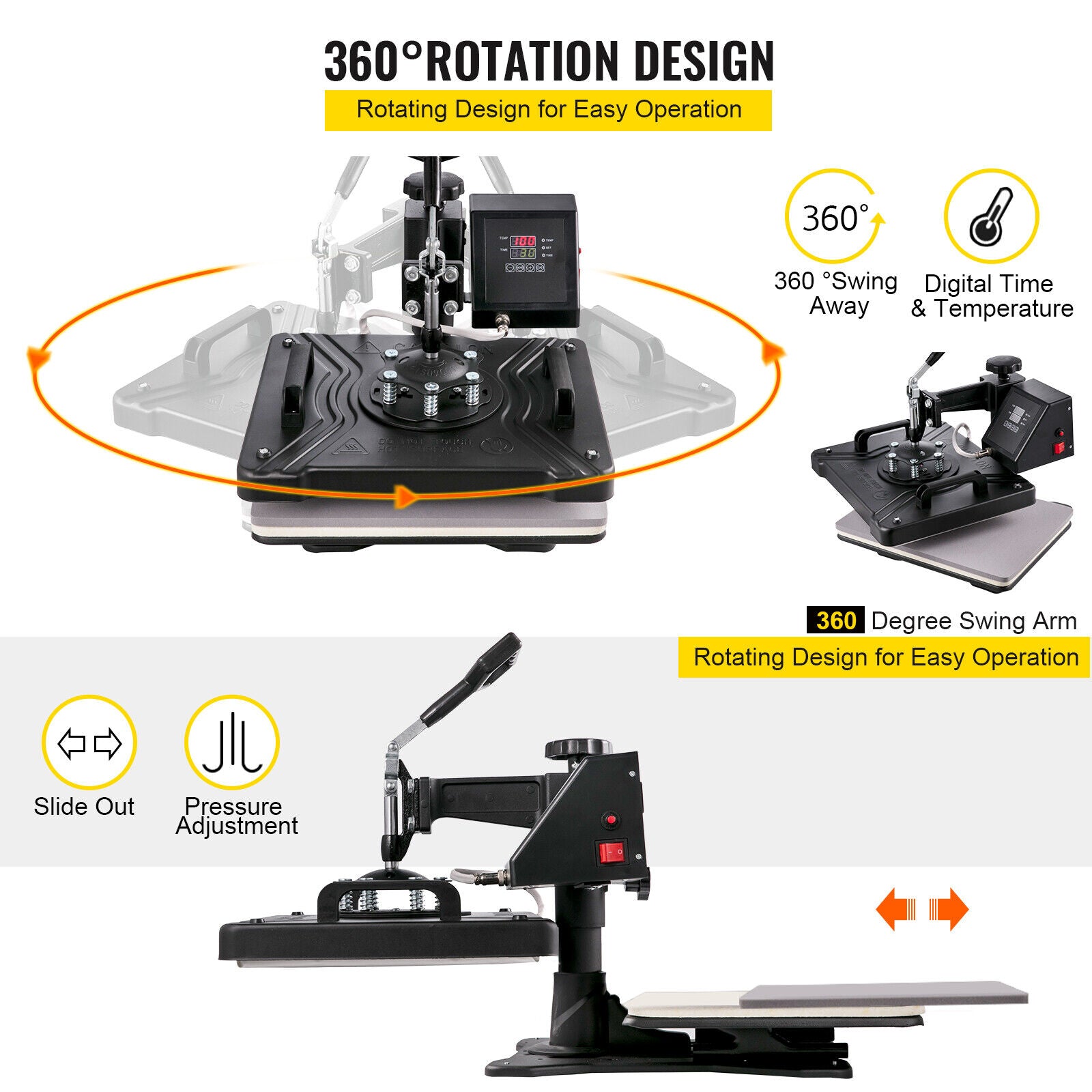 Heat Press Transfer T-Shirt Mug Hat Sublimation Printer Printing Machine 5 in 1