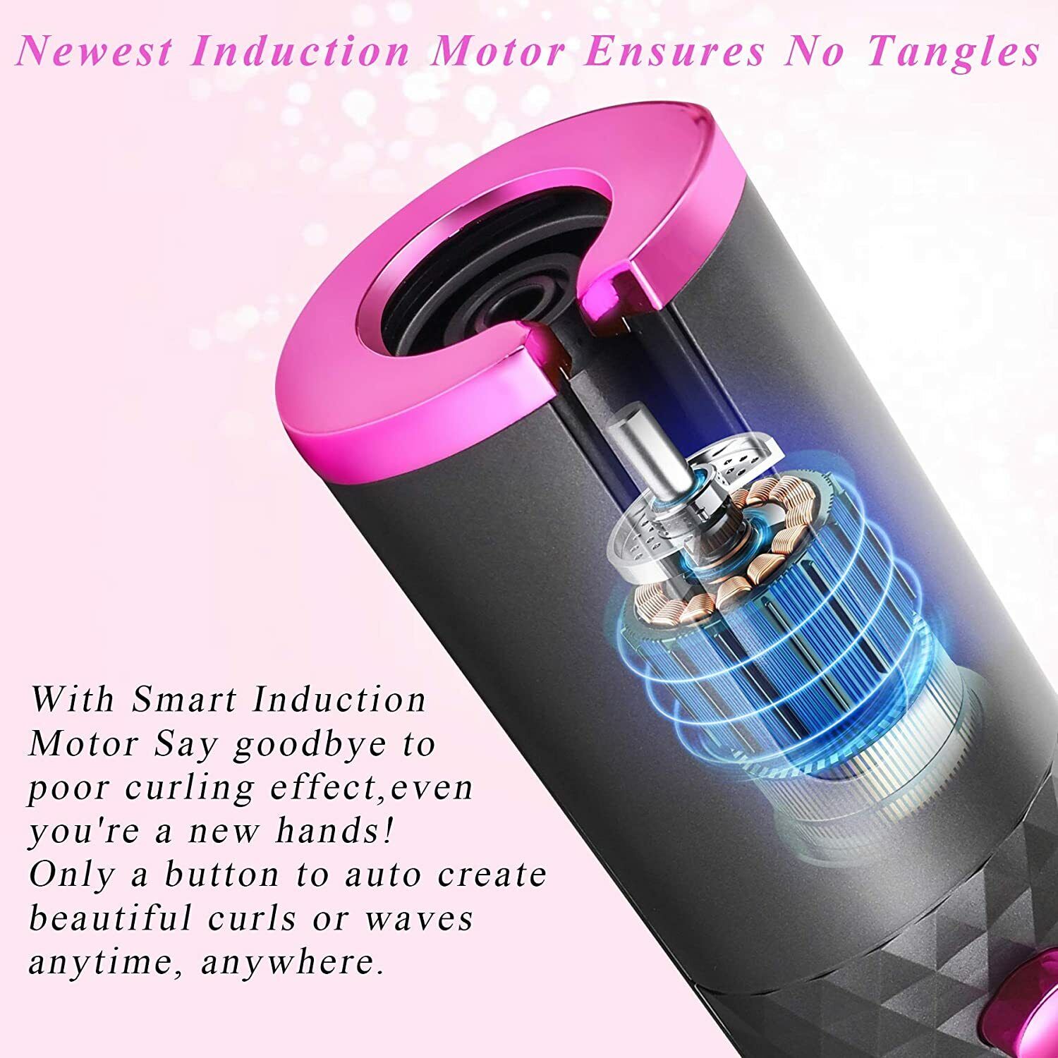 Cordless Hair Curler LCD Cordless Auto Rotating in Ceramic