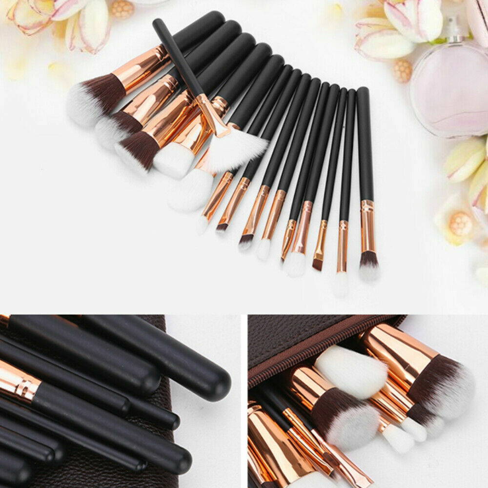 Complete your Look: 15-Piece Professional Makeup Brush Set for Face, Eyes, and Highlighting