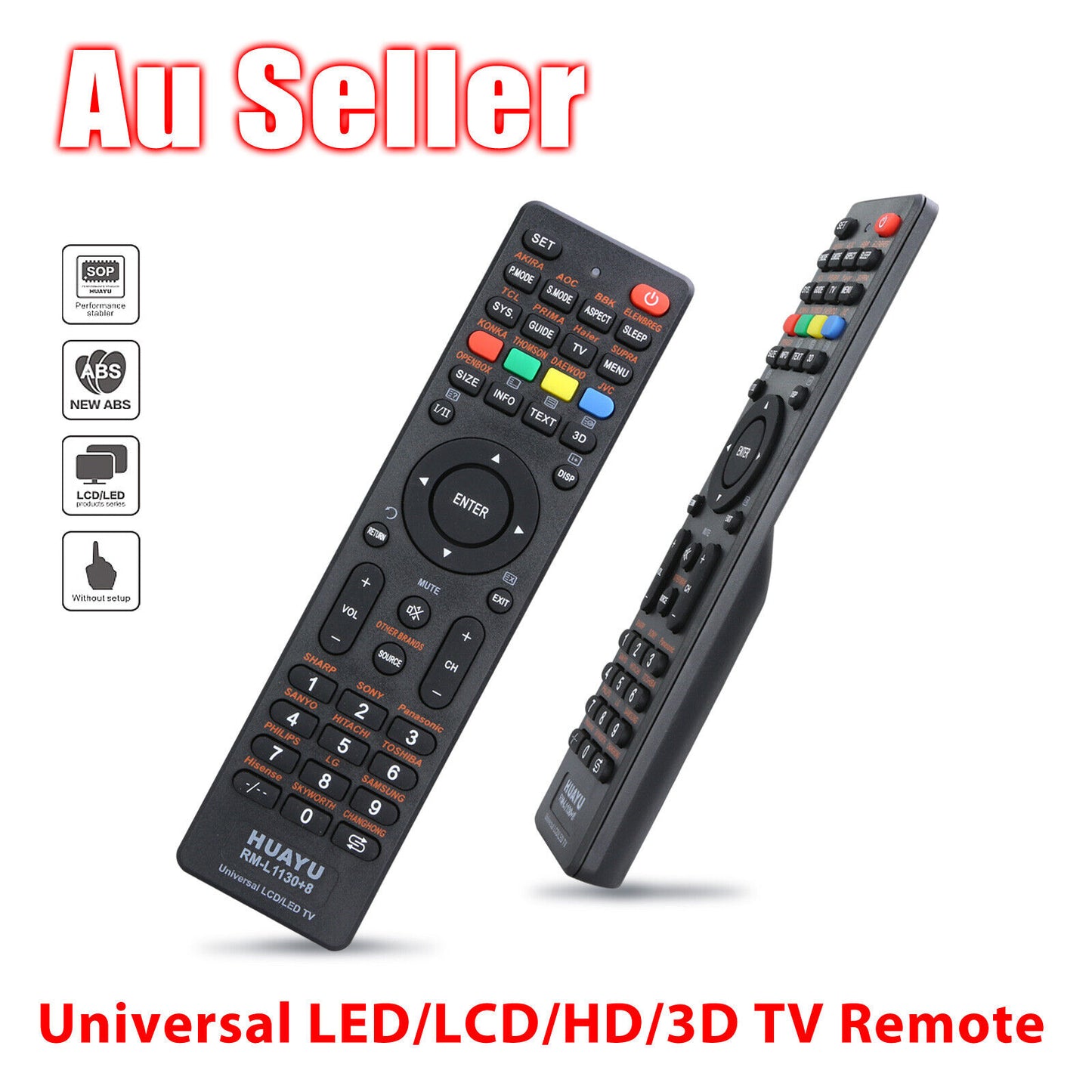 Universal Remote Control for LCD/LED/HD/3D TVs: Compatible with Samsung, Panasonic, TCL, Toshiba, Philips, JVC, and More