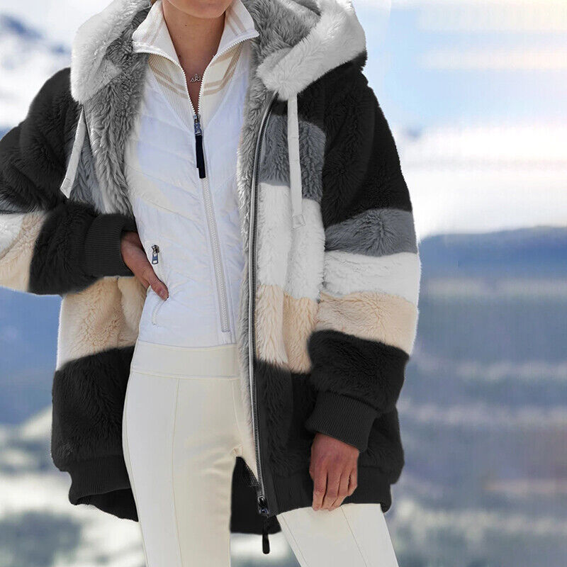 Cozy up with our Women's Plush Fleece Zip-Up Jacket - Available in Larger Sizes