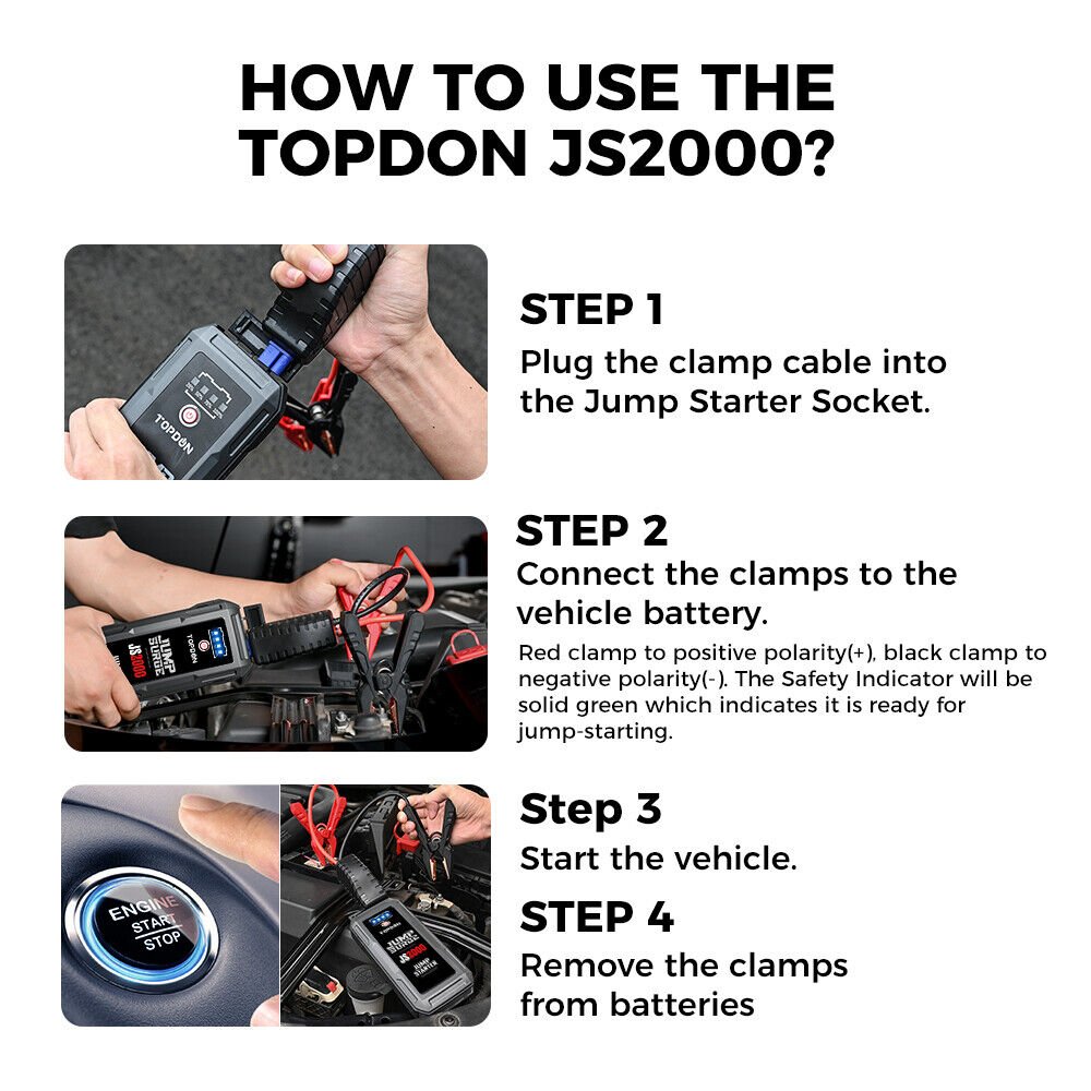 Car Jump Starter 2000A 12V Battery Booster Charger Power Bank Portable