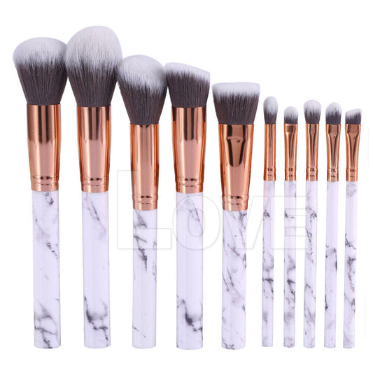 Flawless Finish: 10-Piece Pro Makeup Brush Collection for Foundation, Blush