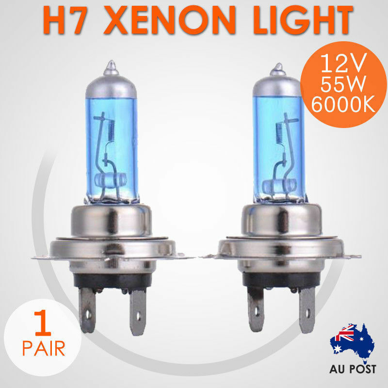 12V H7 55W Xenon White 6000k Halogen Car Headlight Bulbs - 1 Pair