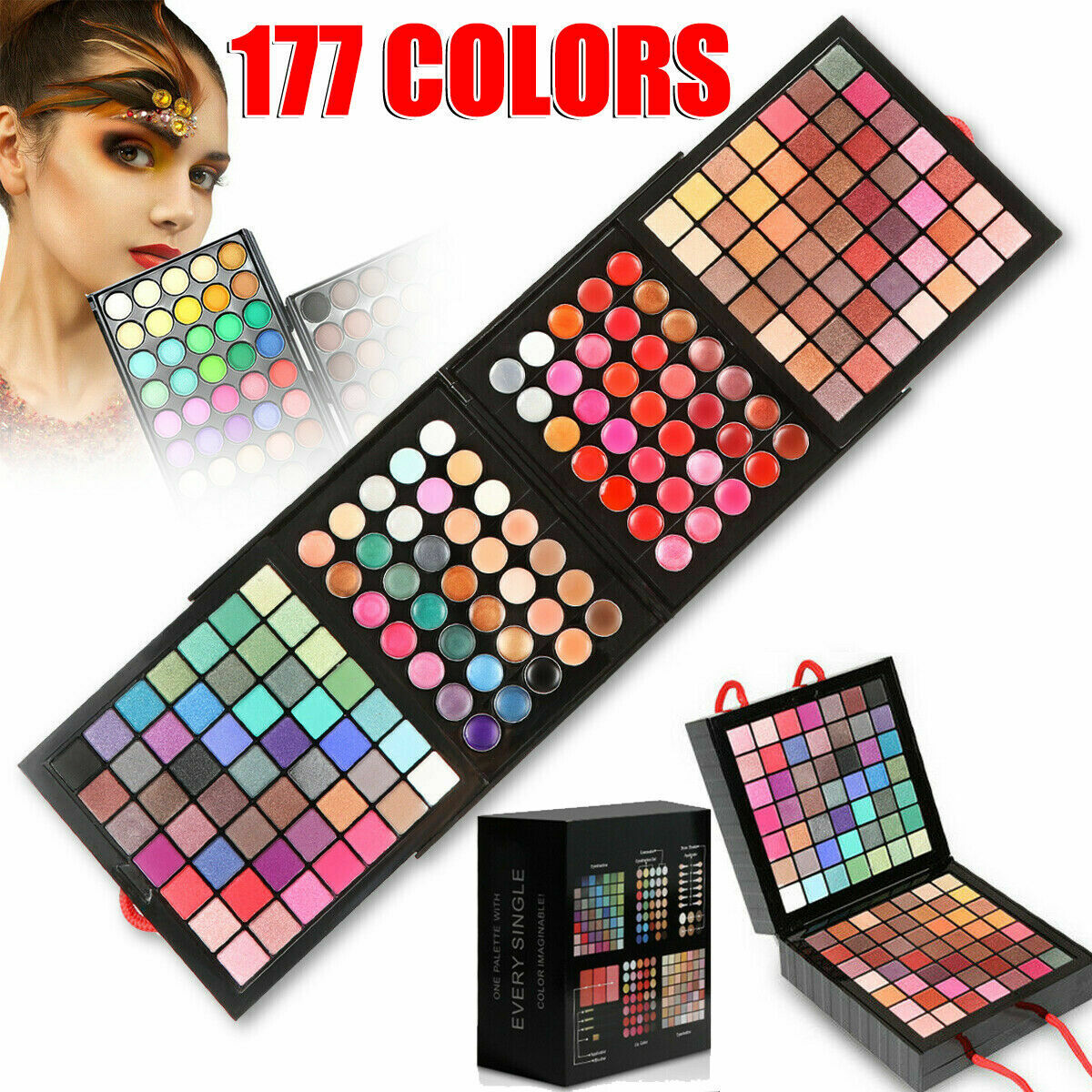 Unleash Your Inner Beauty with 177-Color Makeup Kit: Cosmetic Set for Girls Featuring Eyeshadow Palette, Lipsticks, and Stylish Beauty Case