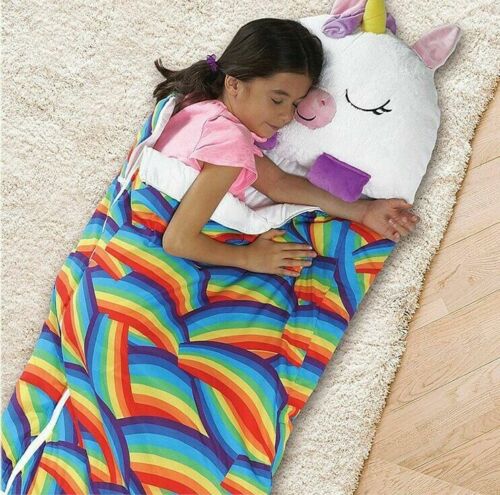 Large Kids Sleeping Bag with Pillow and Stuffed Toy Camping Trips 135-180cm