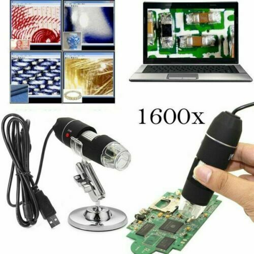 Portable Microscope 1600X 8LED Camera Magnifier Tool USB Digital