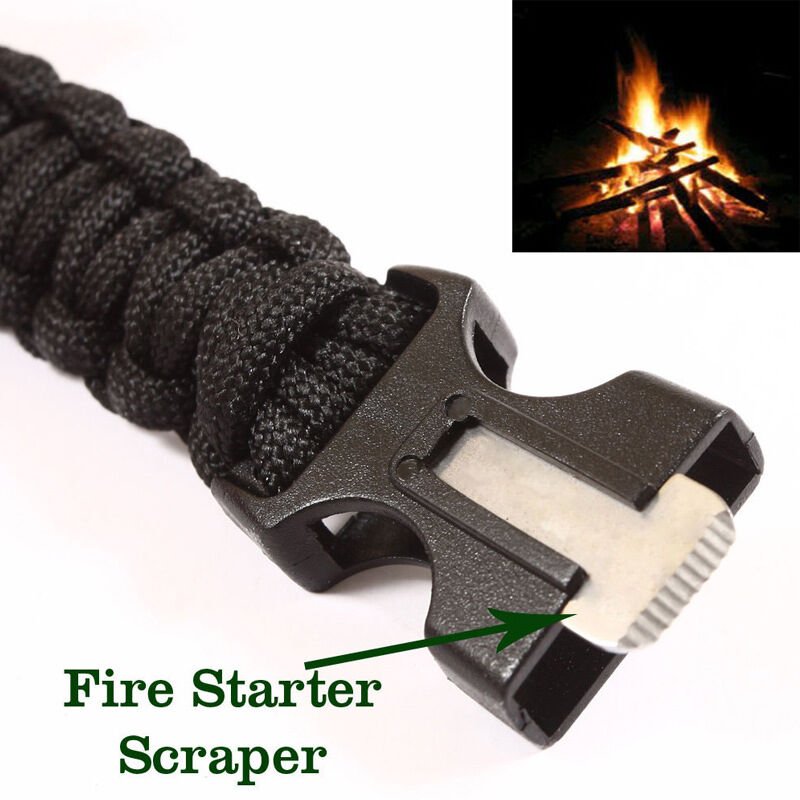 Survival Bracelet with Compass, whistle and fire starter