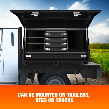 Truck Ute Steel Tool Boxes Storage Checker Plate Toolbox 140cm x 50cm x 75cm Black