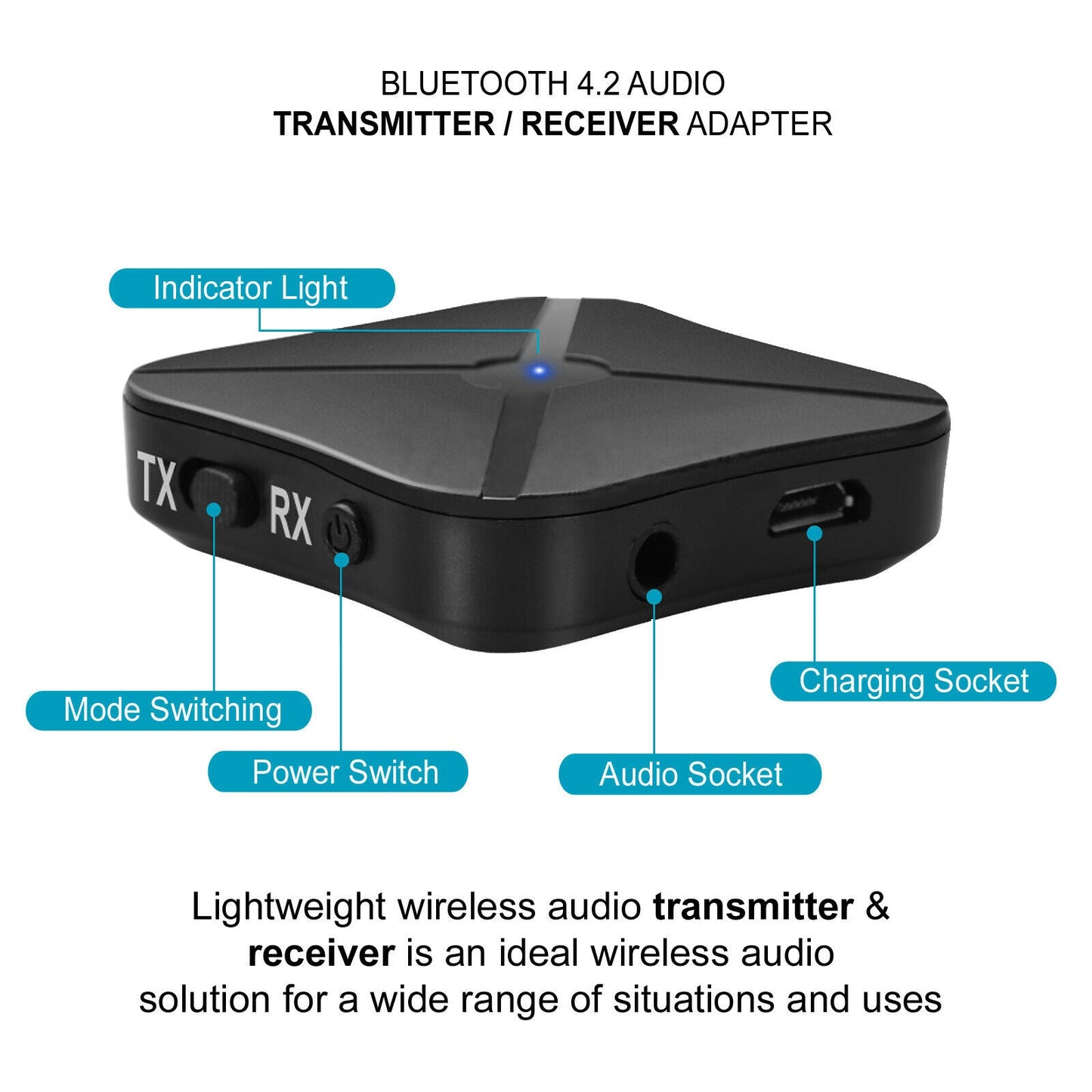 Wireless Bluetooth Audio Transmitter - Music Sender/Receiver